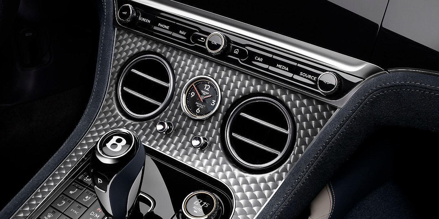 Bentley Knokke Bentley Continental GTC Speed convertible front interior engine spin veneer detail