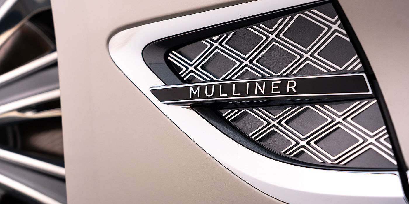 Bentley Knokke Bentley Continental GT Mulliner coupe in White Sand paint Mulliner wing vent close up